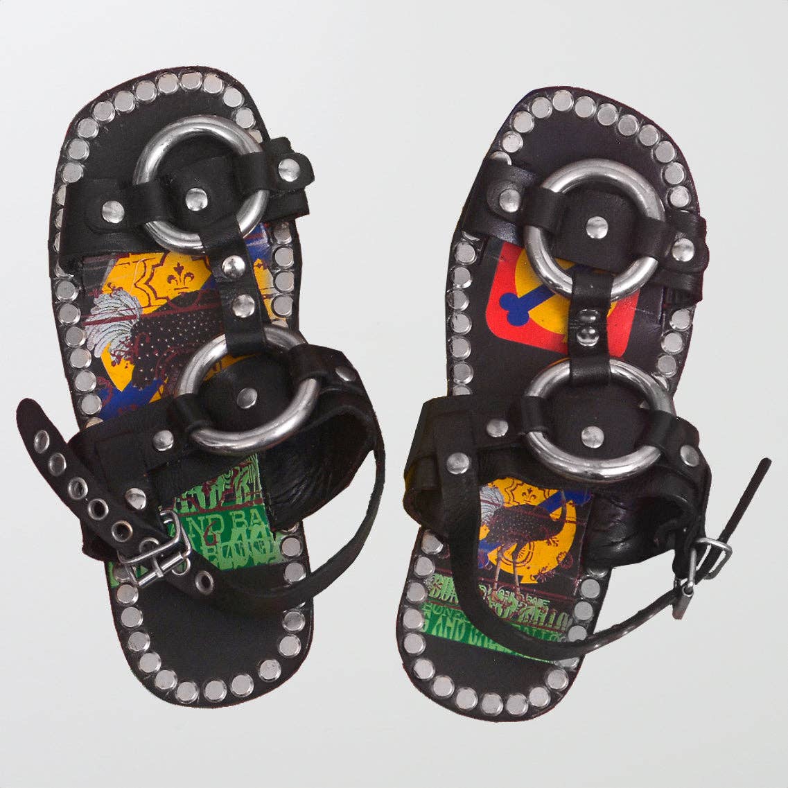 Bønes and Balløøns - Vendita all'ingrosso Sandali - Unisex - Sandali in pelle rivettata unisex neri fatti a mano2