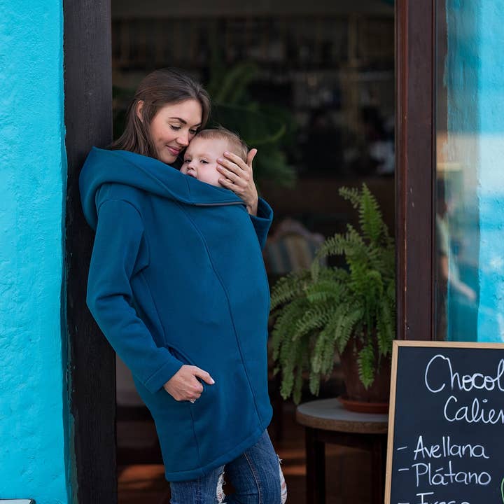 KAYA Babywearing maternity coat jacket front/back PETROL for wholesale by FUN2BEMUM