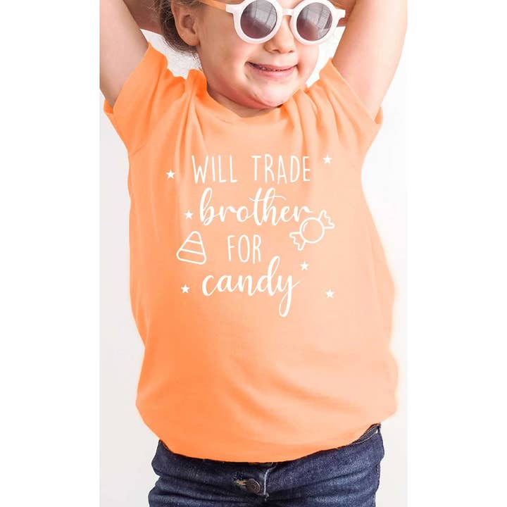 Kids By Kissed Apparel - Venta al por mayor Camiseta serigrafiada - Niños - Camiseta estampada para niños Trade Brother for Candy