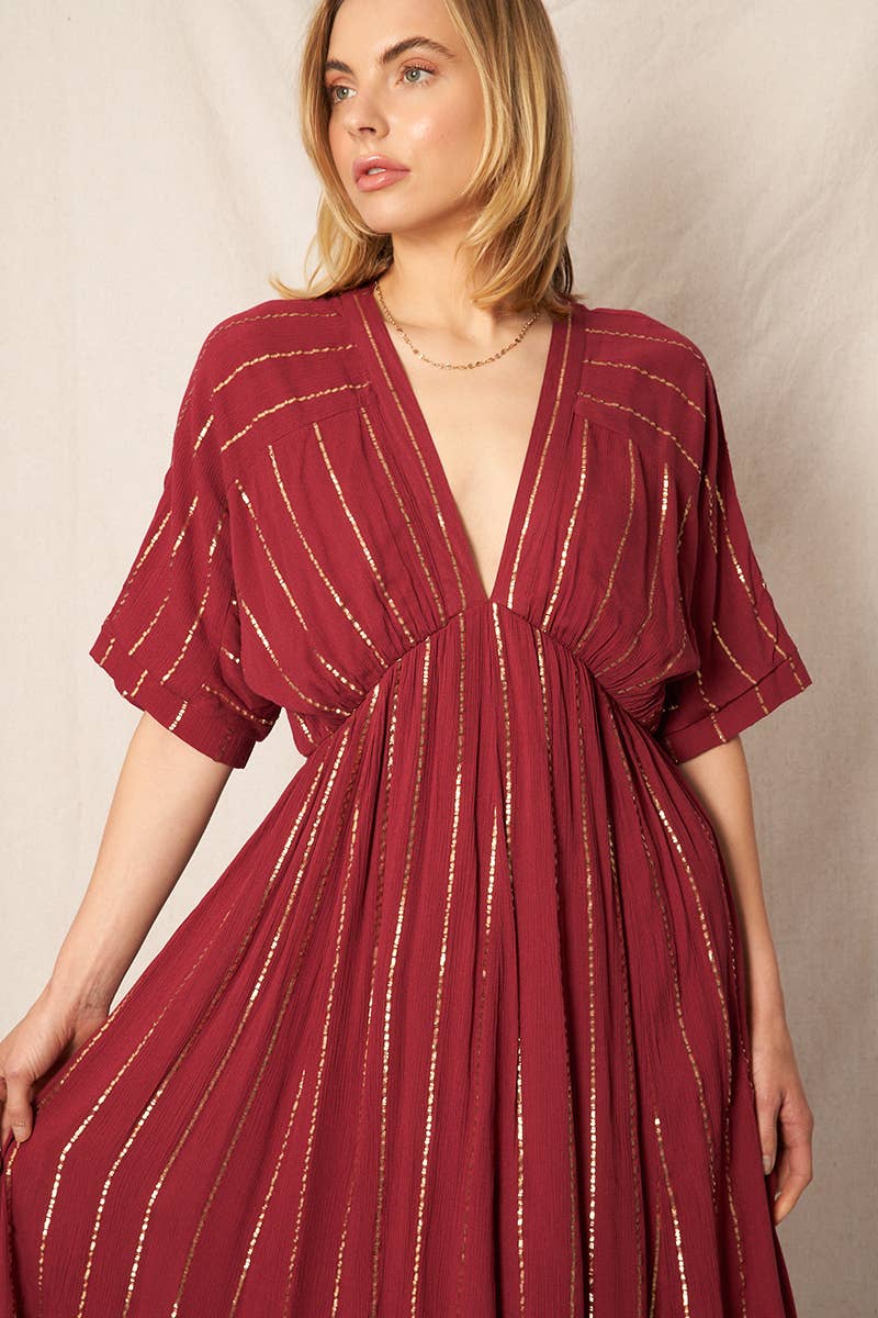 En Crème - Vente Robe – femme - Robe midi rayée à sequins22