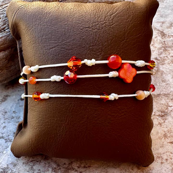 Dreifach-Pop-Armband in Korallenfeuer-Orange für den Großhandel von Atypiquement