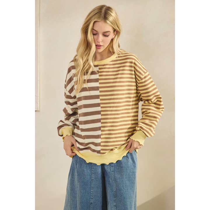 Veveret - Wholesale Tunic - Women's - Contrast Striped French Terry Top2
