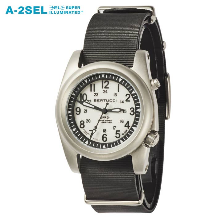 Super verlichte spook grijs-zwarte Italiaanse rubberen NATO-band voor wholesale door Bertucci