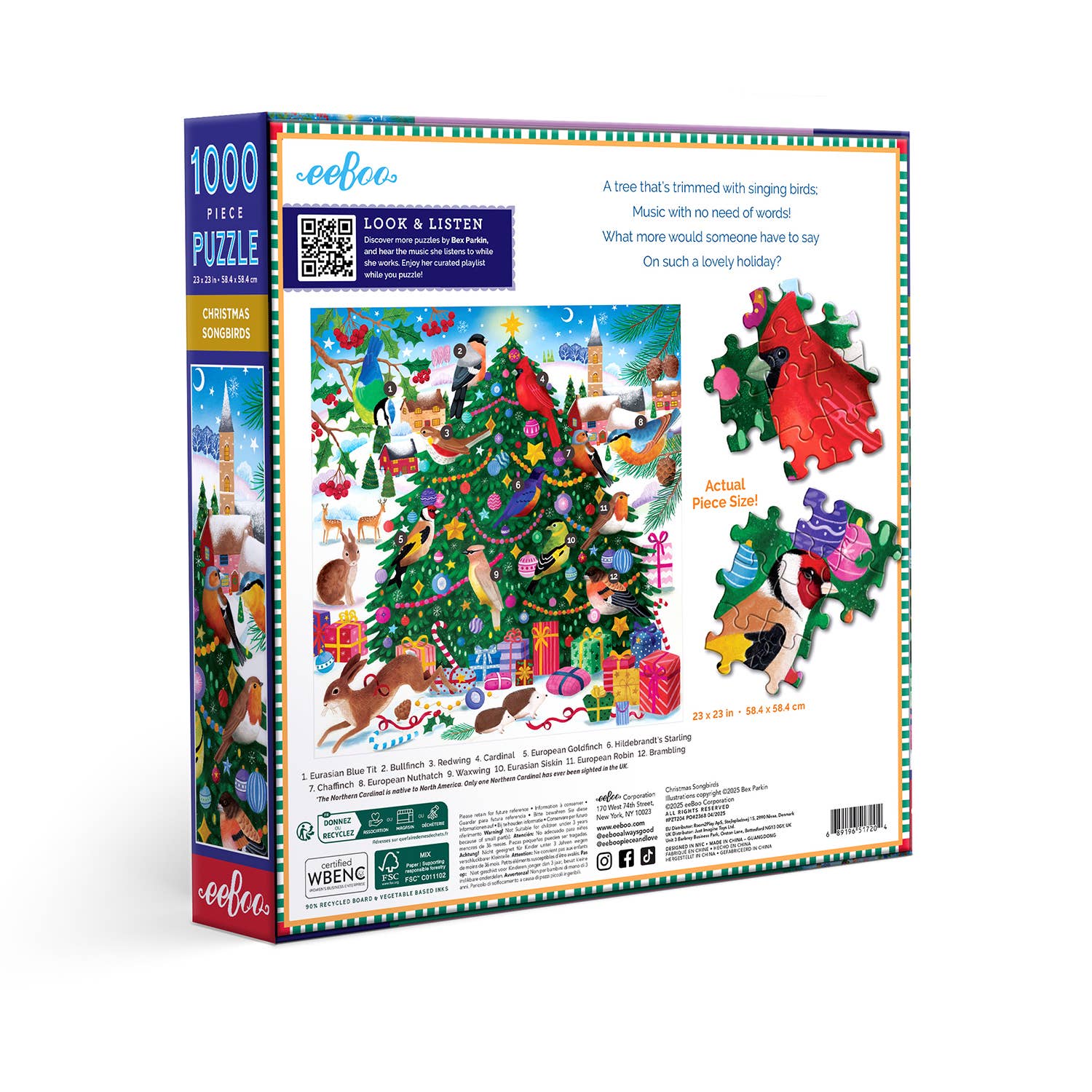 eeBoo - Wholesale Puzzle - Adult - Puzzle 1000 pcs - Christmas Songbirds5