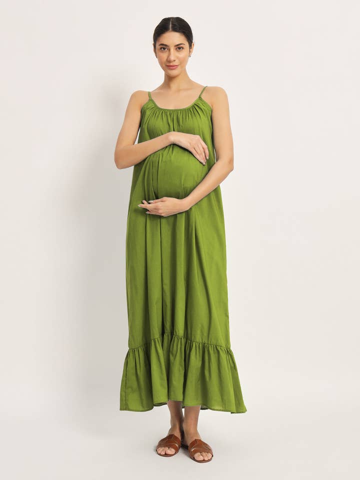 Salviagrön Belly Laugh Gravid- och Amningsklänning för wholesale av Thevasa