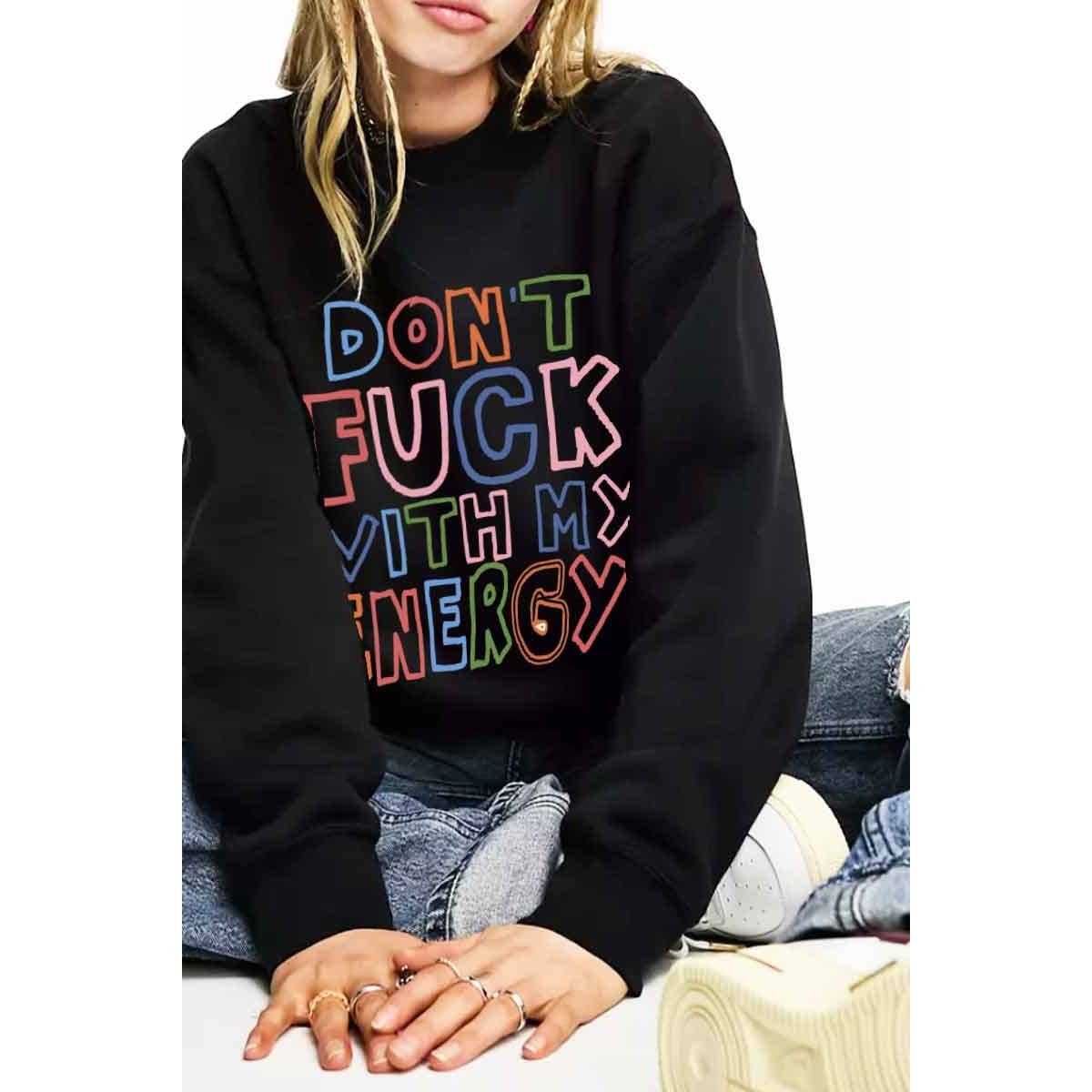 nobarand – wholesale Sweatshirt med tryck - Dam – KNULLA INTE MED MIN ENERGIGRAFISKA DAMTRÖJA0