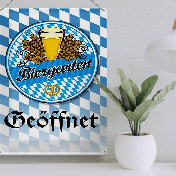 Femer - Wholesale Sign - Tin sign saying 30x40cm Biergarten Bier Pretzel Bayern2
