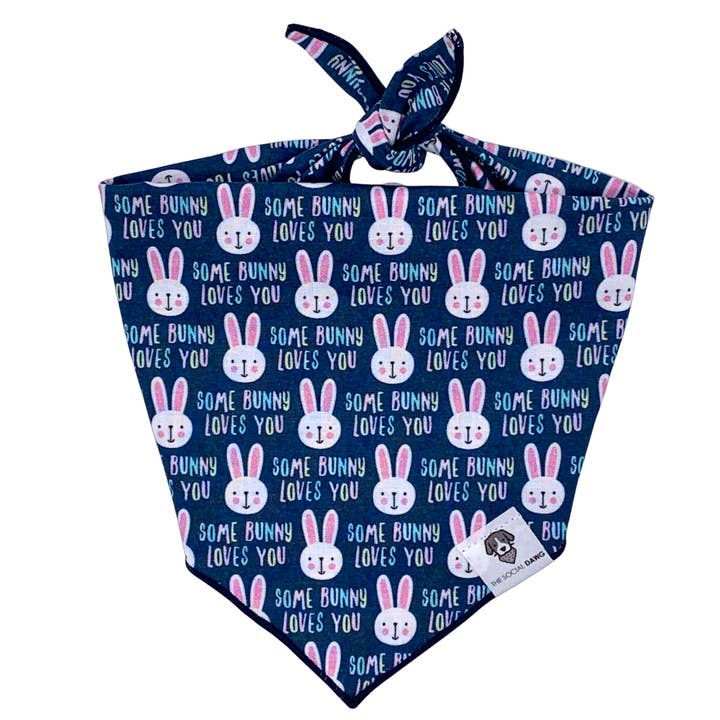 Some Bunny Loves You Tie-On Dog Bandana for wholesale by The Social Dawg