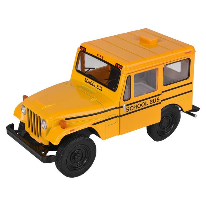 The Toy Network - Wholesale Toy Car/Truck - Kids - 5" Diecast Pull Back 1971 Jeep Dj-5B School Bus 12/Disp