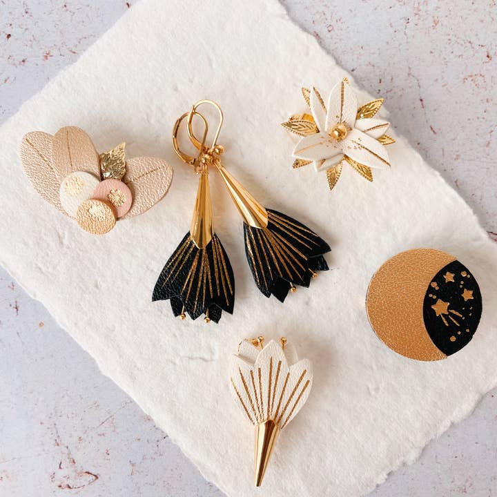 du vent dans mes valises - Wholesale Brooch - Celestial brooch waxing moon, the soft starry night