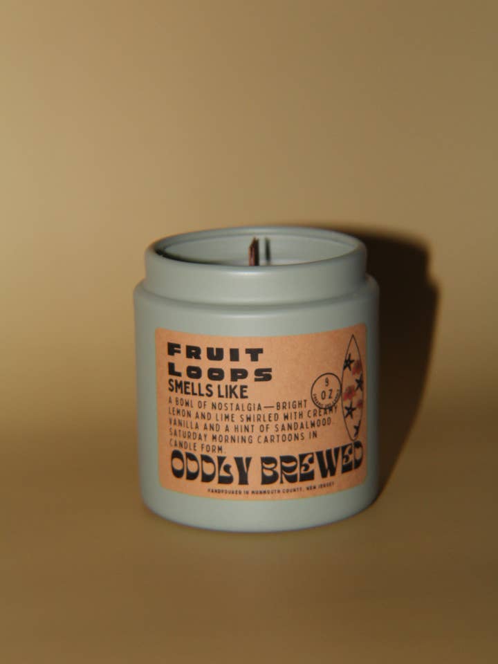 Fruit Loops Soy Candle Tins for wholesale by Oddly Brewed