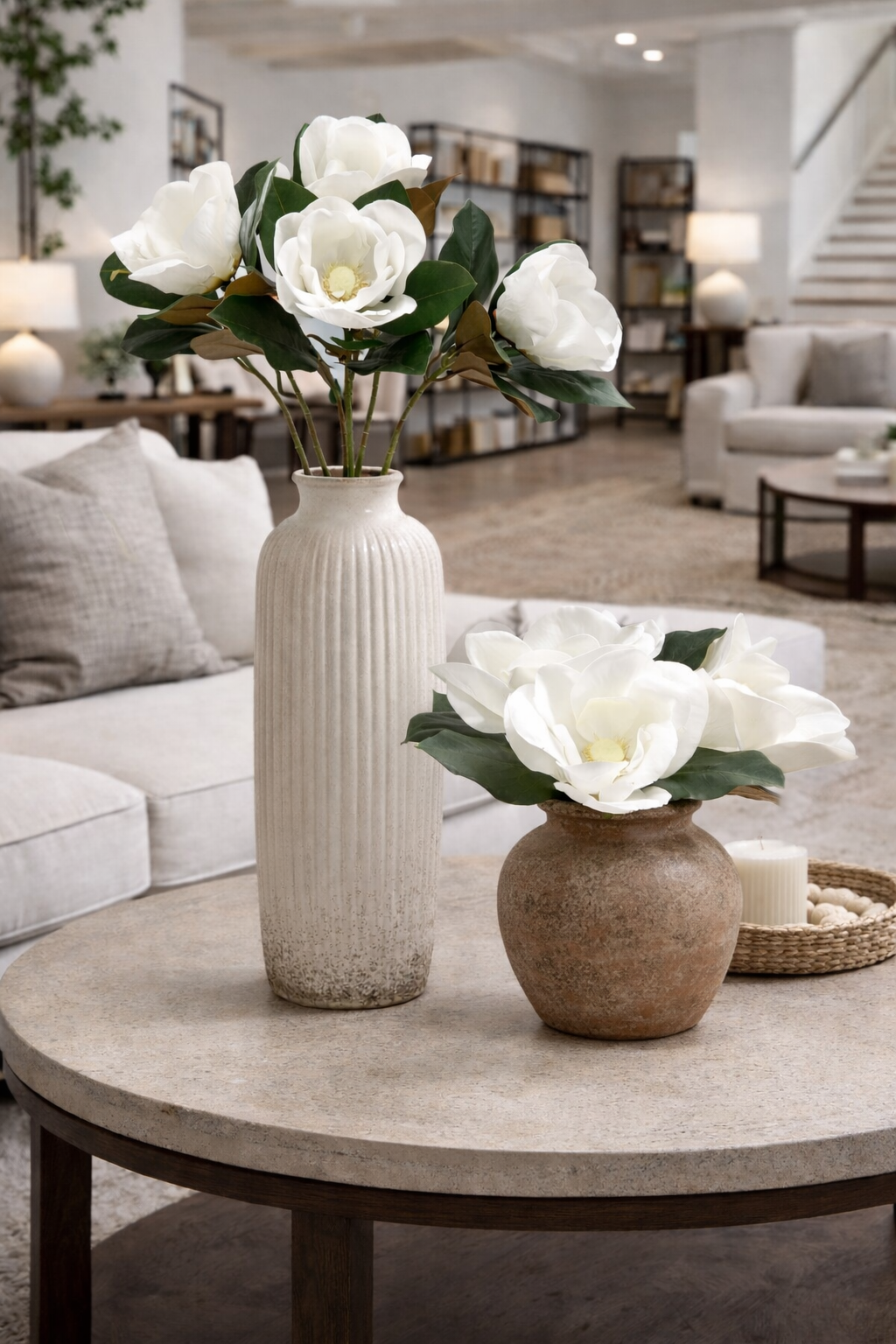 Angel Isabella – wholesale Artificial flowers – Realistic 6-8"Large bloom Magnolia Flower with Leaves3