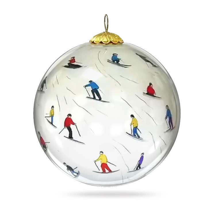 Ornement en verre peint à la main Colisco Ski Crowd pour la vente par Colisco Wholesale