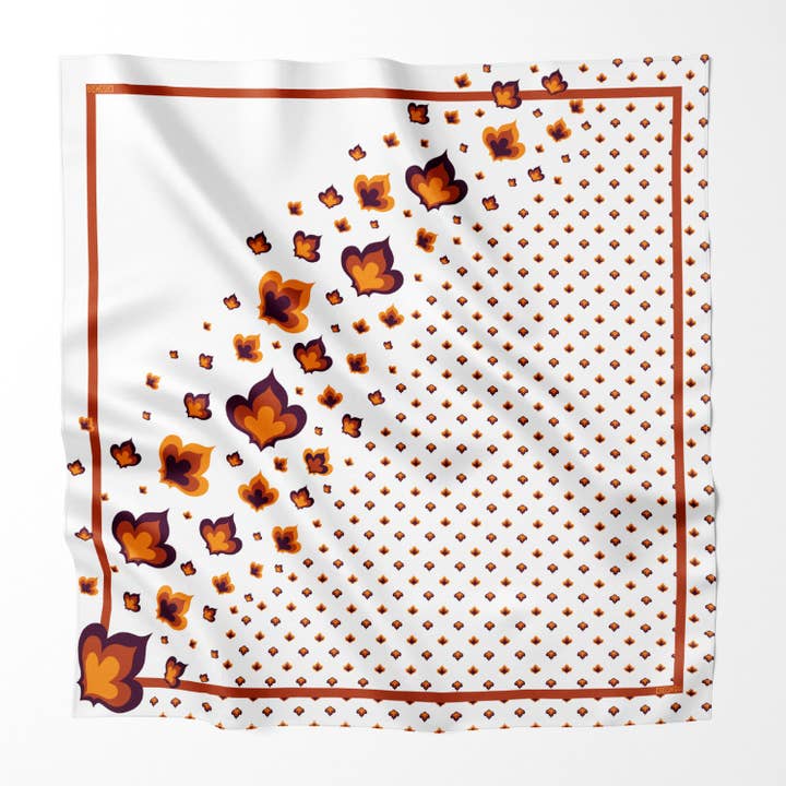 Burnt Fleur 100% Silk Scarf for wholesale by Kassiera
