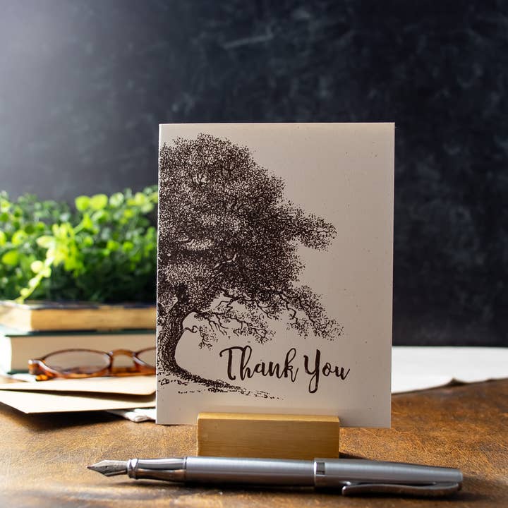 Thank You Card - Sepia Oak Tree for wholesale by Sunshine and Ravioli