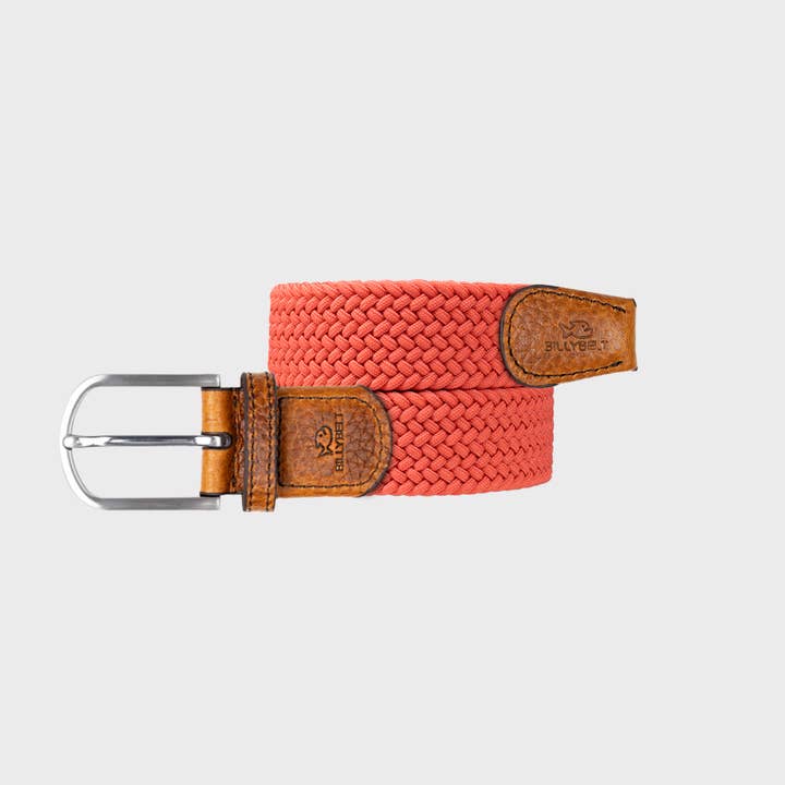 Peach pink elastic braided belt for wholesale by BILLYBELT