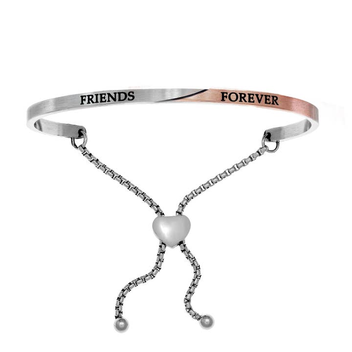 Roestvrij staal met roze+witte afwerking 3,5 mm matte vierkante buis verstelbare vrienden voor altijd intuïtie vriendschap armband met trekkoord sluiting voor wholesale door The Diamond Deal