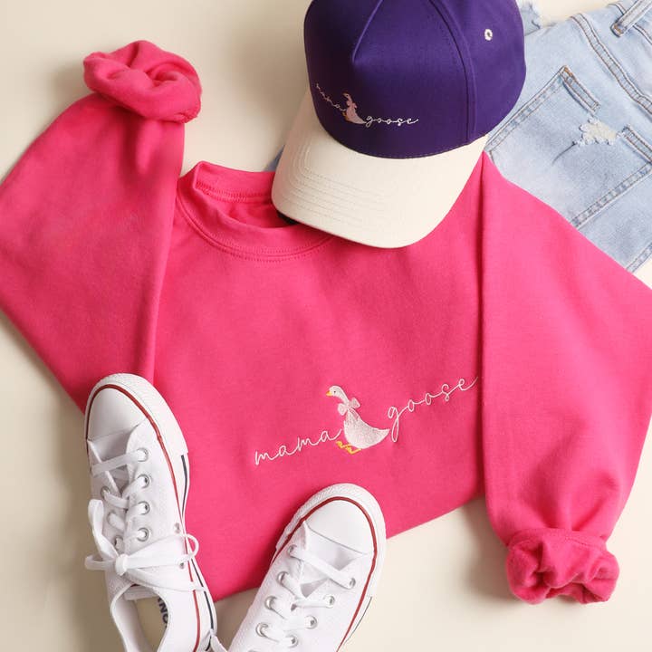 MaMa Goose Embroidered Heavyweight Sweatshirt for wholesale by Fashion City