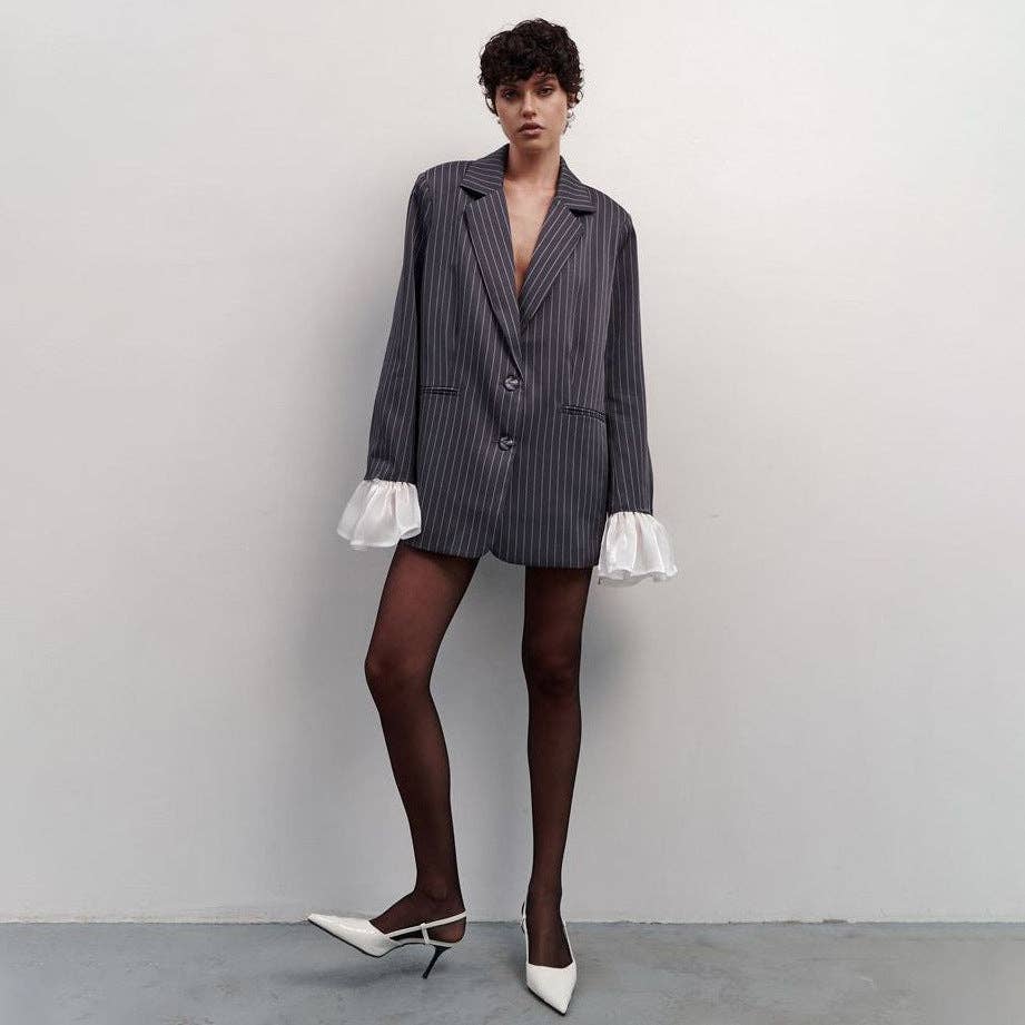 Marayn - Wholesale Blazer - Women's - 2025 NEW Oversized Blazer Chic Stripes Lace and Unique Flair2