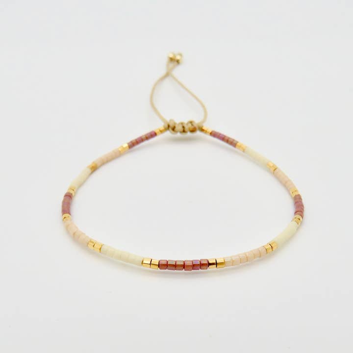 Rosamariposa - Wholesale Beaded Bracelet - Dainty 3 Tone Bracelet - 24k Gold Plated