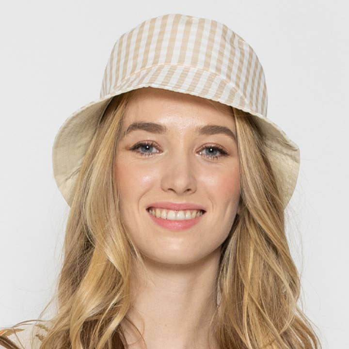 Fashion City - Wholesale Bucket hat – Women's - Small Gingham Reversible Bucket Hat10