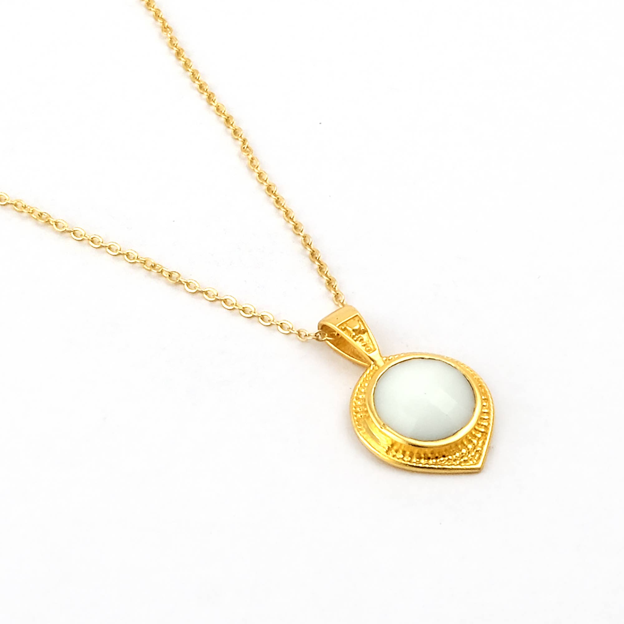 El Joyero - Vendita all'ingrosso Collana con ciondolo/pendaglio - Collana con catena placcata oro con goccia di agata bianca eleganza0