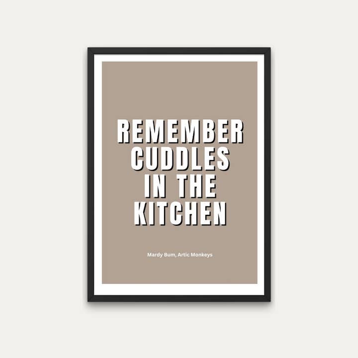 Littlepapertrailco – wholesale Art print – Cuddles In The Kitchen - Arctic Monkeys 'Mardy Bum' Lyrics