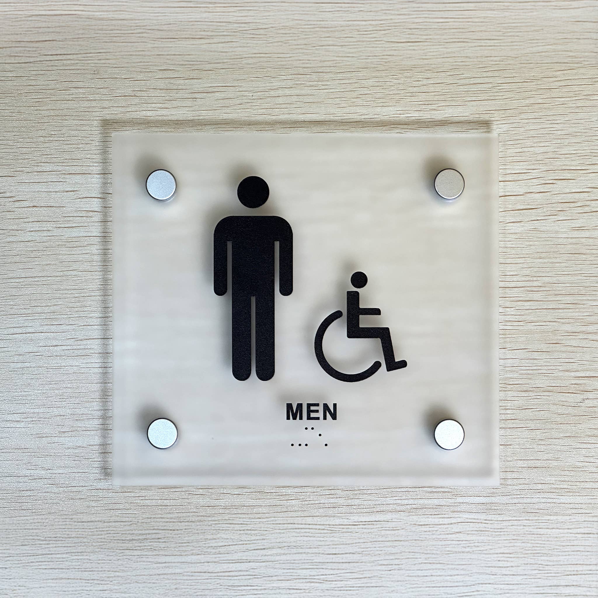 DisplayCanada - Wholesale Sign - Frosted Wall Mount Washroom Sign with Spacers 1