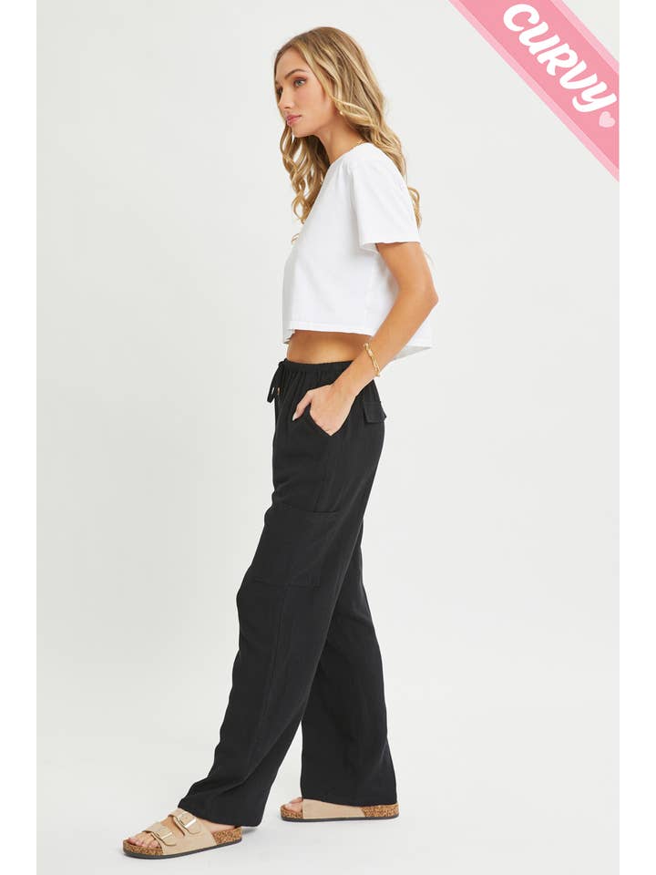 Sweet Lovely by Jen - Wholesale Pants - Women's - PLUS SIZE LINEN- BLEND PULL-ON-PANTS10