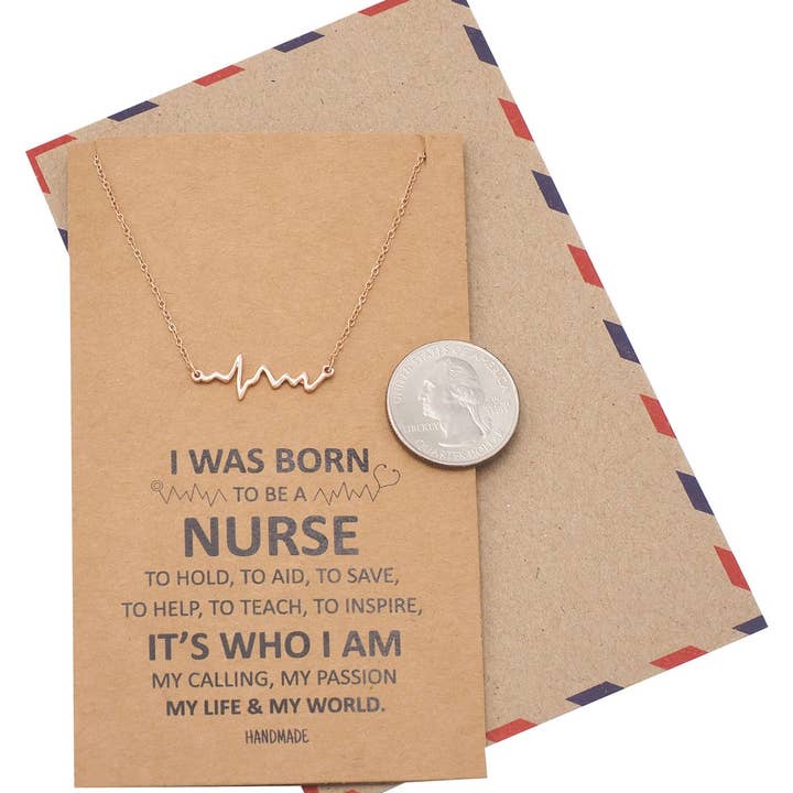 Quan Jewelry - Vendita all'ingrosso Collana con ciondolo/pendaglio - Collana con cardiogramma Macaria, regalo per infermiera21