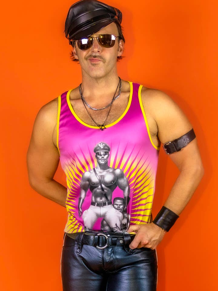 Peachy Kings / Kweer Cards - Wholesale Tank Top - Men's - Tom of Finland Mesh Tank Top — "Sir/Boy"