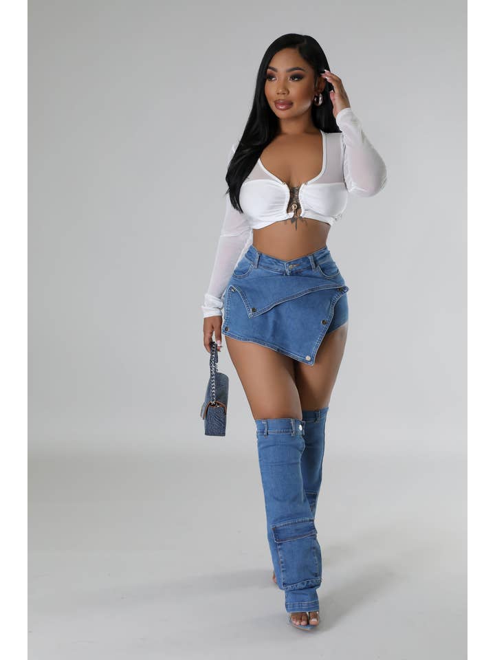 DENIM SKORT AND LEG WARMER SET for wholesale on Faire5