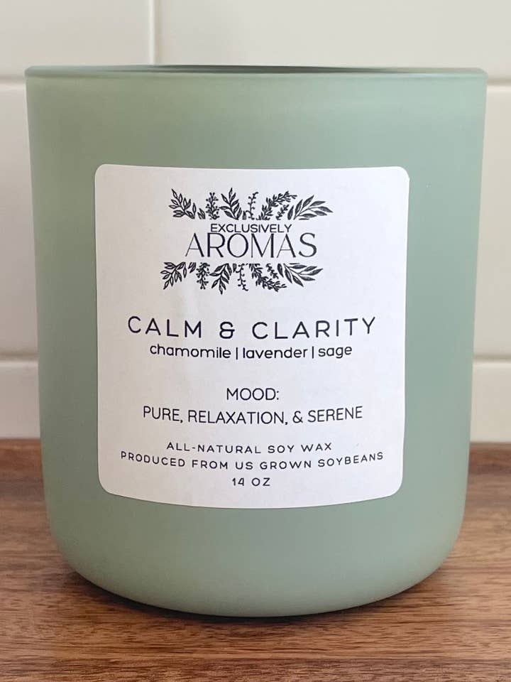CALM & CLARITY: Soy Candle, 14oz for wholesale by AROMAS