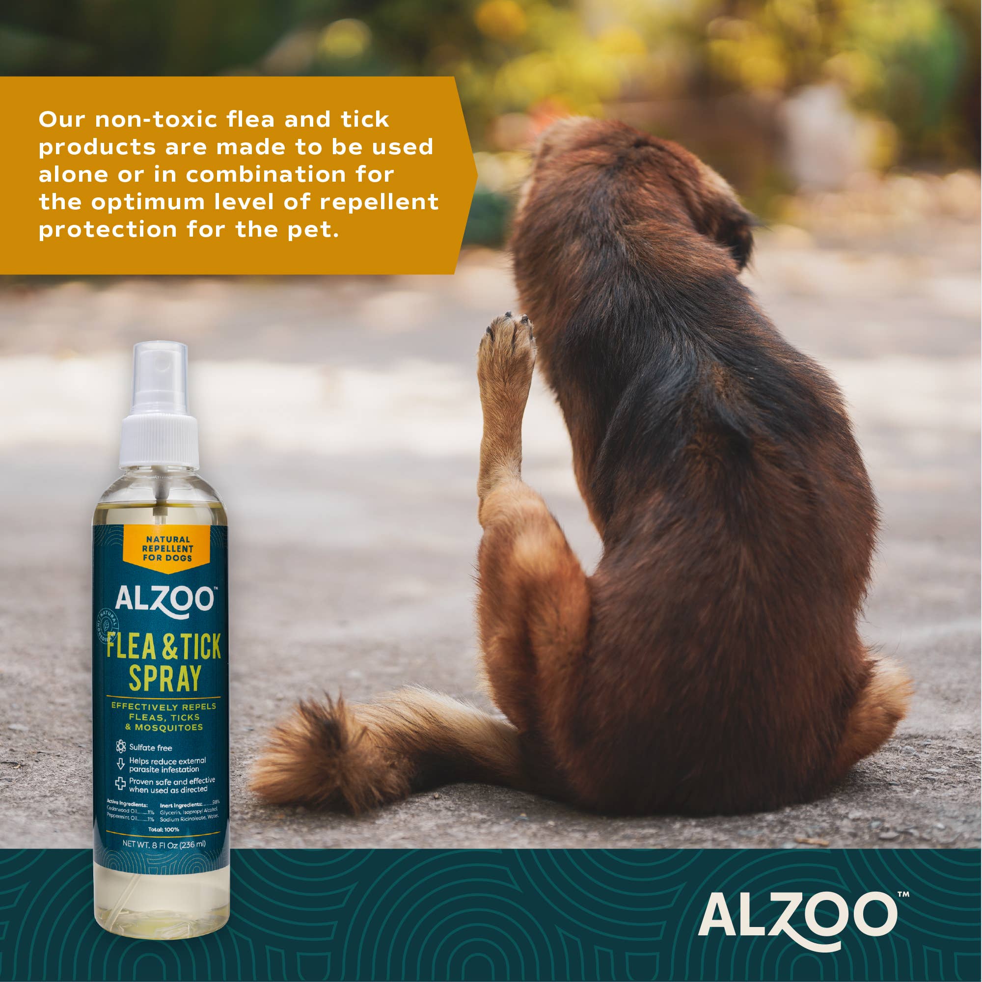 ALZOO - Wholesale Pet Spray - Dog - ALZOO Plant-Based Flea and Tick Repellent Spray, Dogs 8oz3