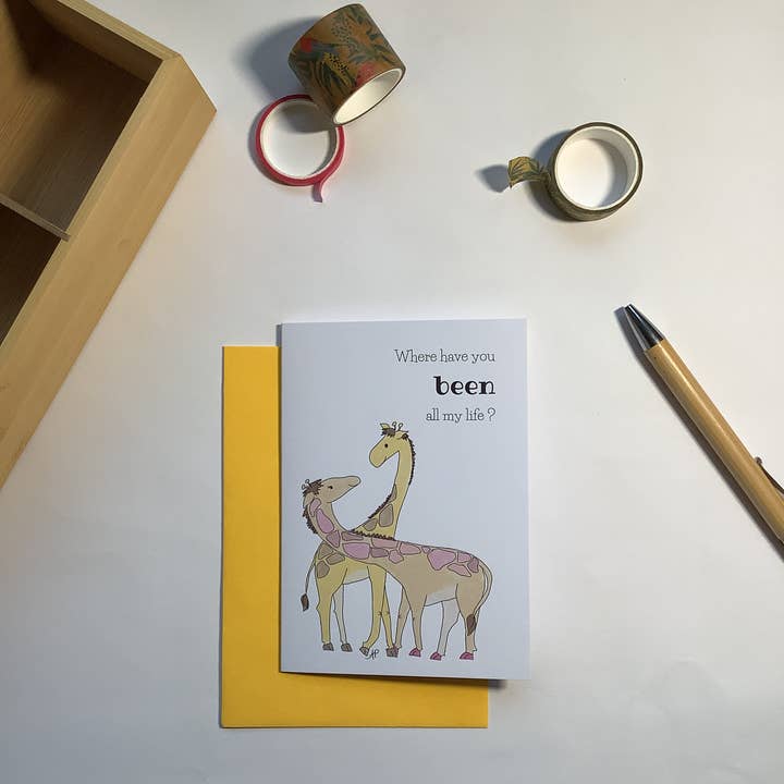 Tarjeta de jirafa romántica y caprichosa para venta al por mayor de Little Red Fox Designs