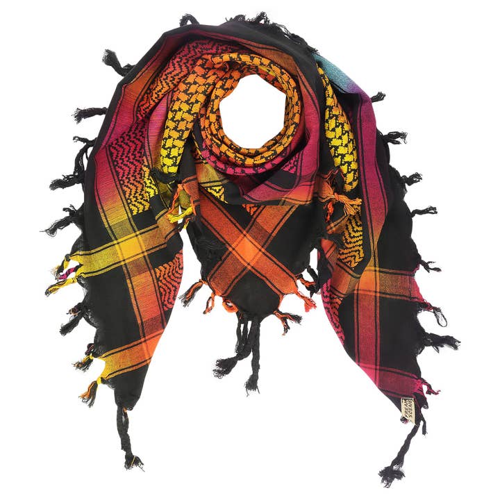 Palituch black tie-dye colorful 01 Kufiya PLO scarf for wholesale by Tribal Trade GmbH
