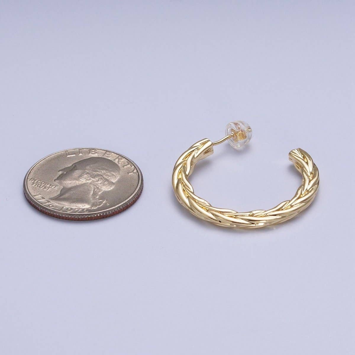 Aim Eternal - Wholesale Hoop Earrings - 30mm Twisted Hoop Stud Earrings in Gold & Silver P-381 P-3823