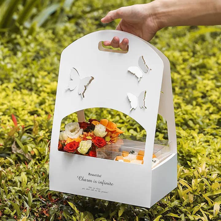 Elegant Design Supply - Wholesale Cake Stand - Butterfly Flower Box with Transparent Cake box included (2 pcs/set)