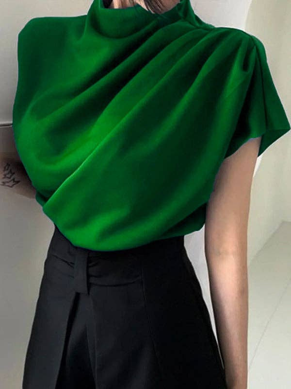 Plush Looks - Wholesale Blouse - Women's - Urban Solid Color Short Sleeve T-Shirt Top2