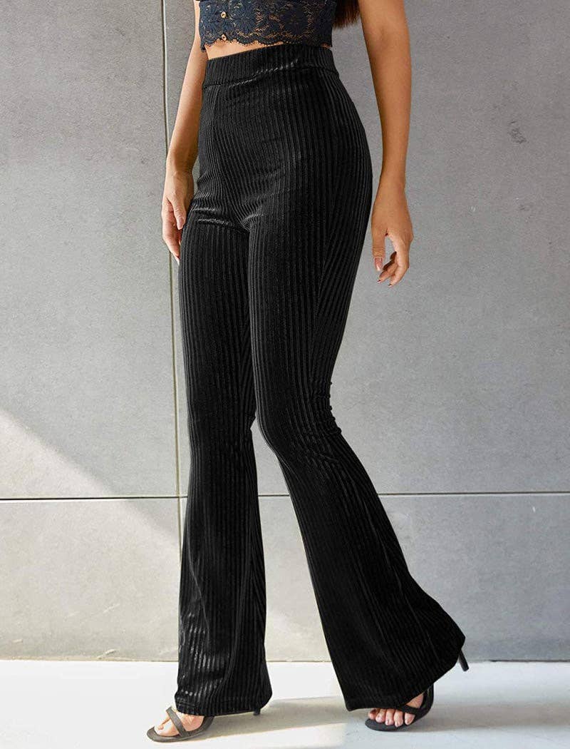 safistyle - Wholesale Pants - Women's - Velvet High-Waist Flared Pants0