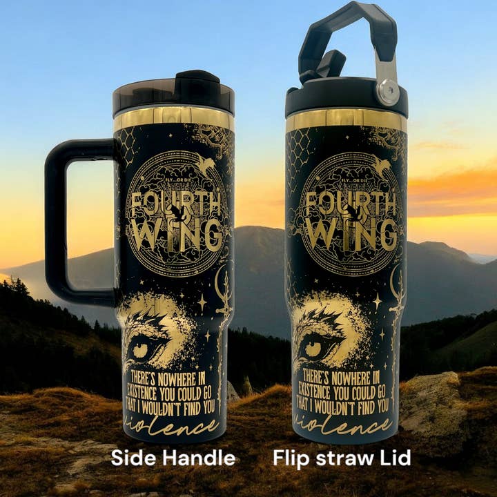 30oz Fourth Wing Fantasy engraved rainbow tumbler Book reader Large Logo I Am The Storm romantasy for wholesale by Crafty AF Studio