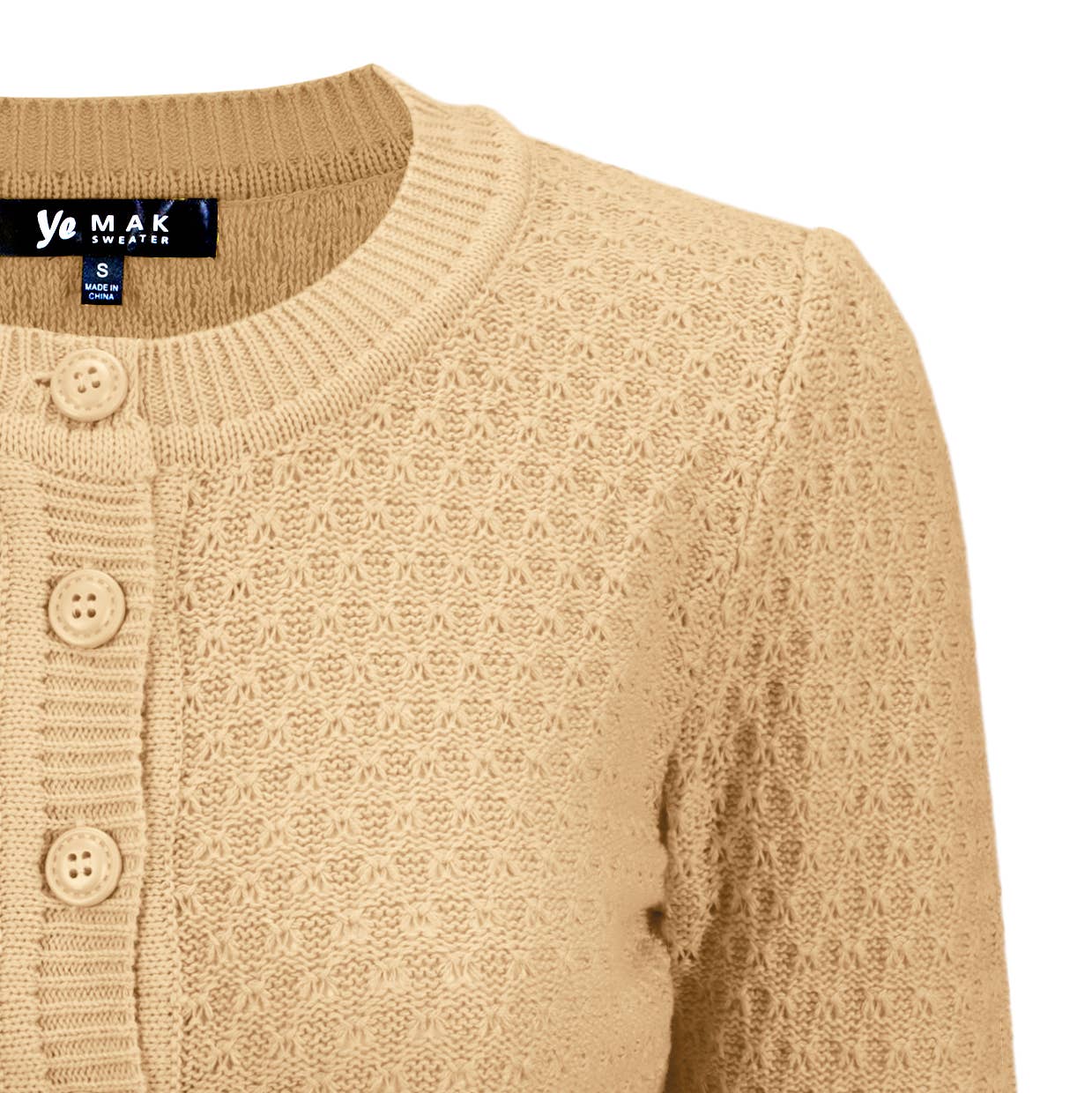 Mak - Vendita all'ingrosso Cardigan - Donna - Maglione cardigan plus size lavorato a maglia girocollo con maniche a 3/4 MK3514PL74