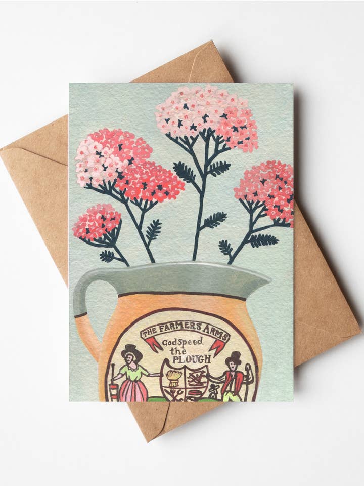 Yarrow in Harvest Jug Card for wholesale by Susie Hamilton Art