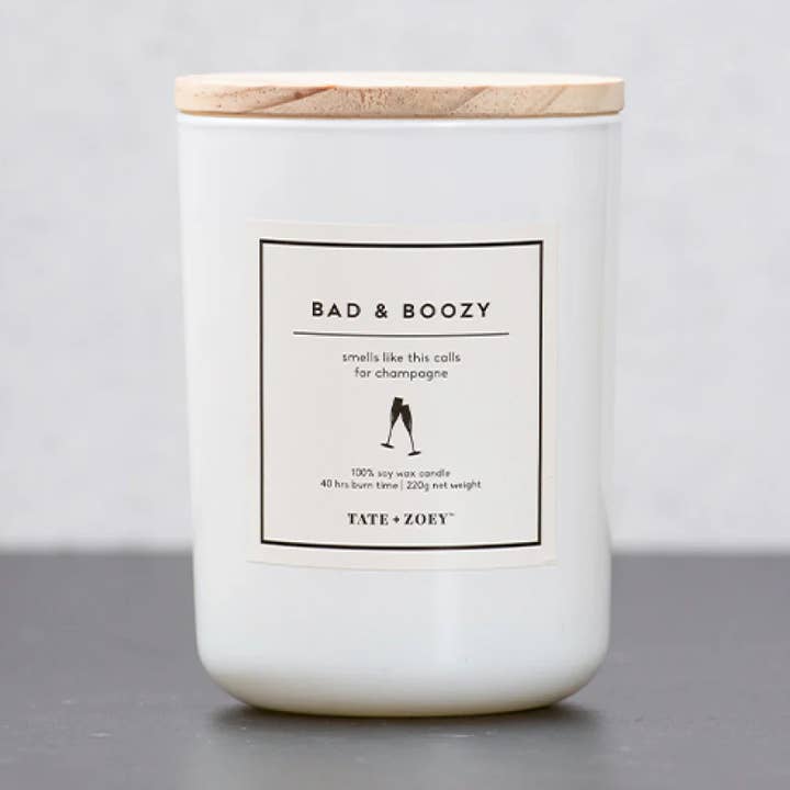 Bad & Boozy Candle Soy Wax Scented for wholesale by Tate + Zoey
