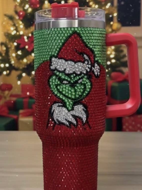 Grinch Inspired Bling Christmas Tumbler - 40oz Stainless for wholesale by BlingBox