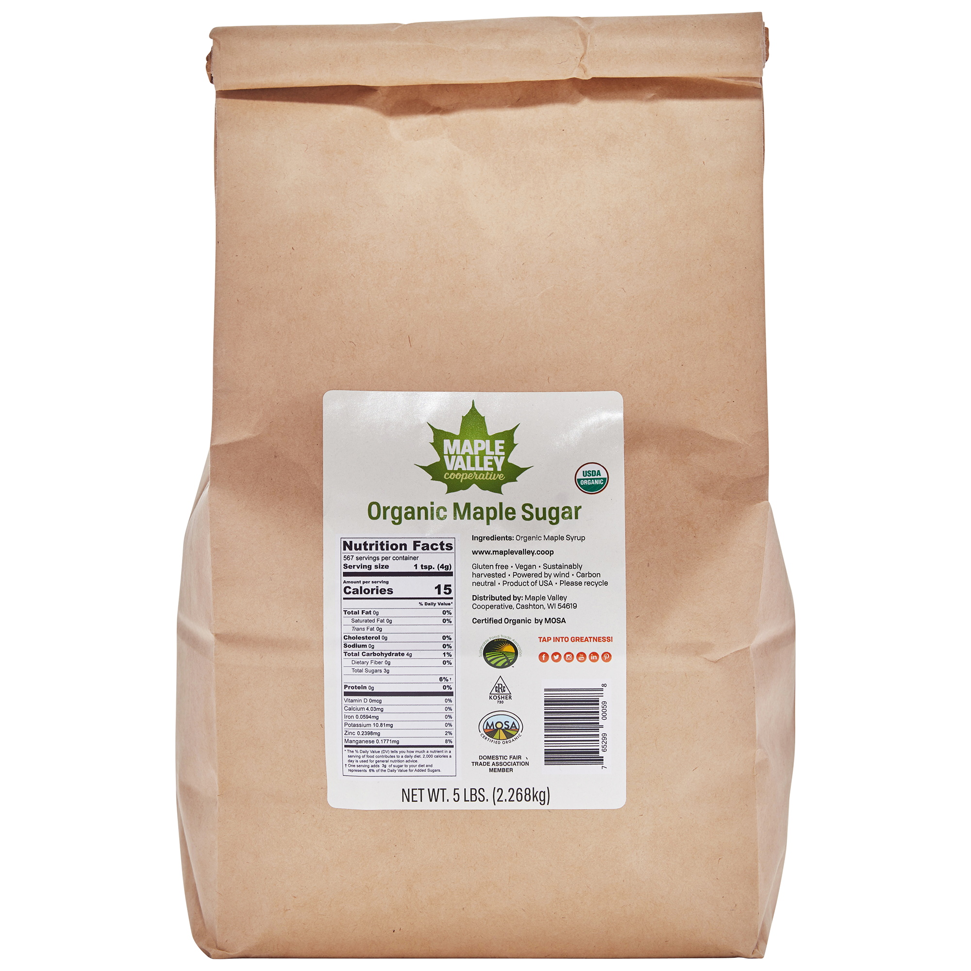 Maple Valley Cooperative - Wholesale Sugar/Sweetener - Maple Sugar Organic 5lb Bulk0