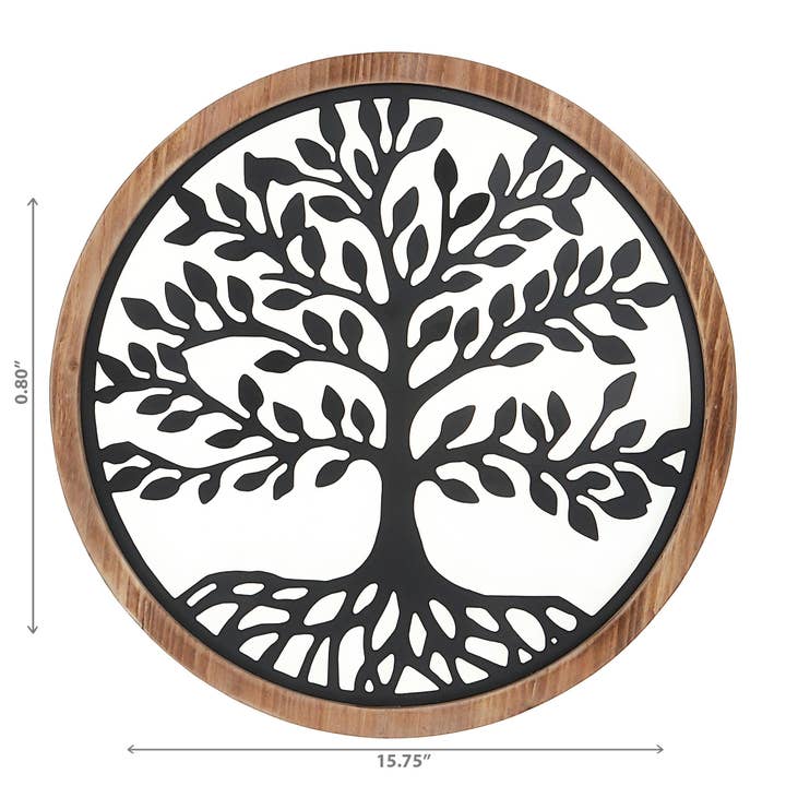 Black Wood Framed Metal Tree Of Life Wall Art for wholesale on Faire2