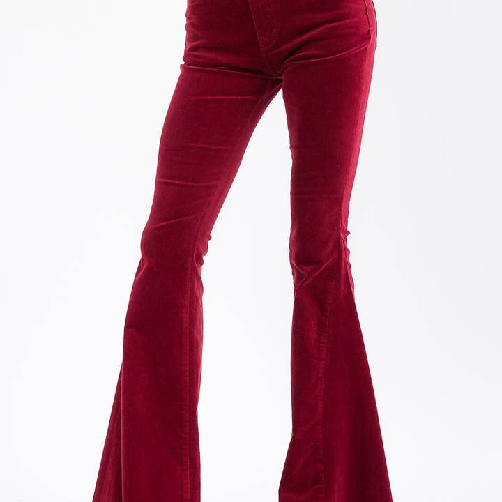 BSTSIP6144A- Corduroy high-waist bell bottom pants for wholesale by IWT Brands