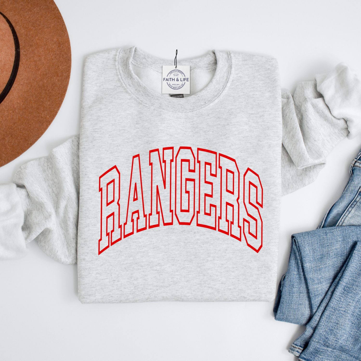 Faith & Life Christian Brands - Wholesale Graphic Sweatshirt - Women's - Custom Shop Name Varsity Letter Local Spirit Sweatshirt17