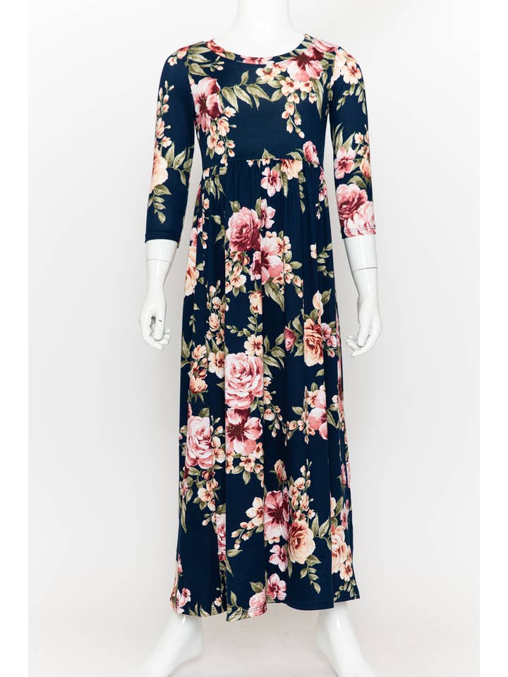 Allium - Wholesale Dress - Kids - Girls Fit and Flare Floral Maxi Dress3